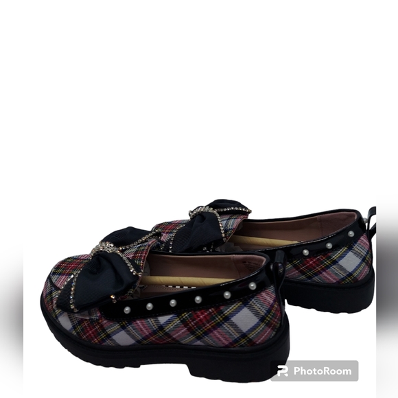 Betsey Johnson Vince White Plaid Dress Shoe Girls Size 2 NIB - Picture 2 of 8